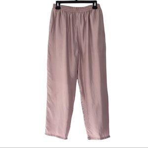 Oleg Cassini 100% Silk Blush Pink Taupe Lounge Pants | L
